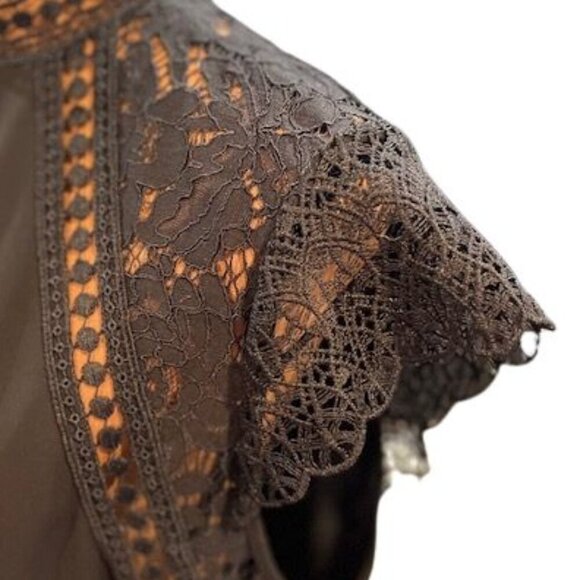 ZARA Black Dress with Embroidered Cap Sleeves in Black – Size Large - Picture 4 of 7